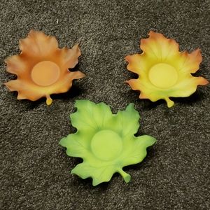 2X HOST PICK. PartyLite Fall Leaves Tealight Holders